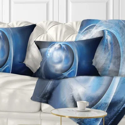 Design Art Fractal Lighting In Dark Blue - Abstract Printed Pillow