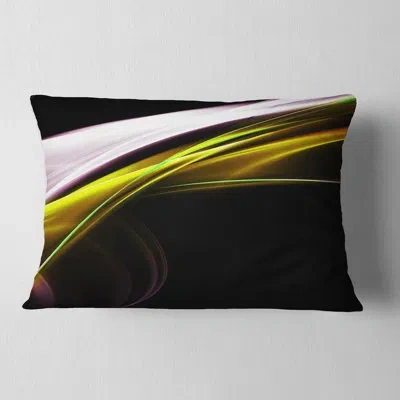 Design Art Fractal Lines Golden White - Abstract Printed Pillow