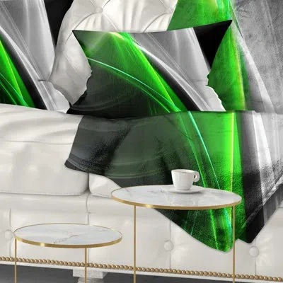 Design Art Fractal Lines Green White - Abstract Printed Pillow