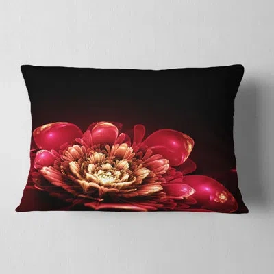 Design Art Fractal Pink Flower - Floral Printed Throw Pillow