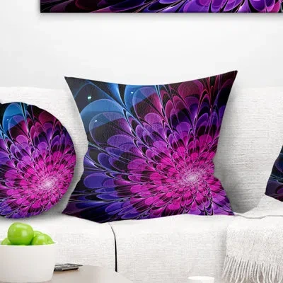Design Art Fractal Purple Rose Flower - Floral Printed Pillow