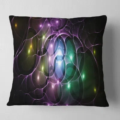 Design Art Fractal Space Circles - Abstract Printed Pillow In Black
