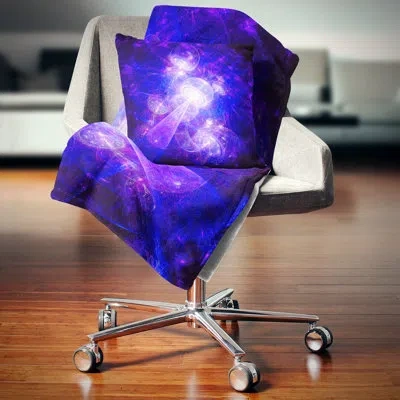 Design Art Fractal Space Theme - Abstract Printed Pillow In Bright Blue