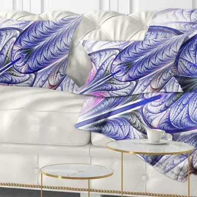 Design Art Fractal Stained Glass - Abstract Printed Throw Pillow In Blue,white