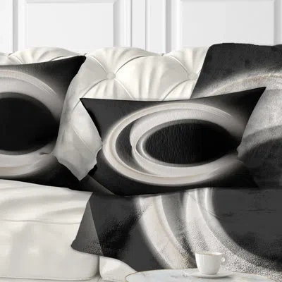 Design Art Fractal White On Black Background - Abstract Printed Pillow
