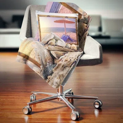 Design Art Framed Effect Beach Sunset - Beaches Printed Pillow