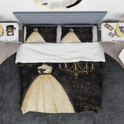 Design Art French Chandeliers Couture Iii Duvet Cover Set In Black