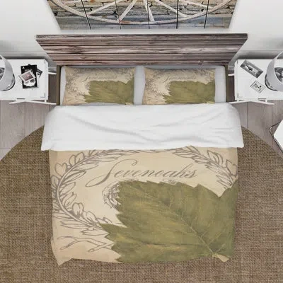 Design Art French Chateau Wine I Farmhouse Duvet Cover Set In Green