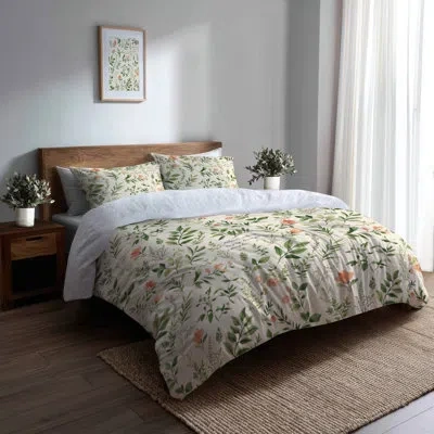 Design Art French Country 6 Pcs Comforter Set - Floral Garden Letters Comforter Bedding Set In Green;pink