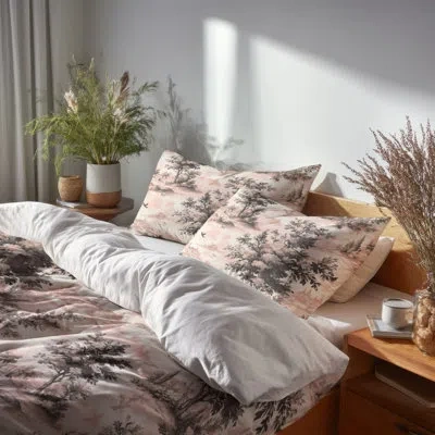 Design Art French Country 6 Pcs Comforter Set - Pink Blush Toile Comforter Bedding Set