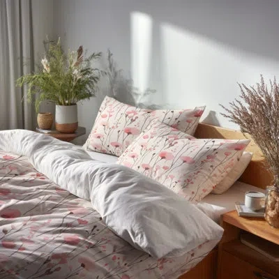 Design Art French Country Bedding Set Of 6 - Floral Cottage Pink Fields Comforter Bedding Set In Black;pink