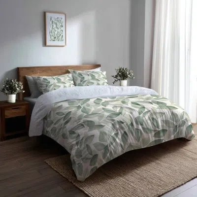 Design Art French Country Comforter Set 6 Pcs - Floral Sage Petal Comforter Bedding Set In Green