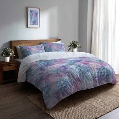 Design Art French Country Comforter Set Of 6 - Lavender Pastel Hydrangea Dream Comforter Bedding Set In Blue;lavender