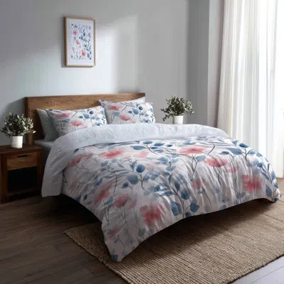 Design Art French Country Comforter Set Of 6 - Pink Soft Toile Comforter Bedding Set In Blue;pink