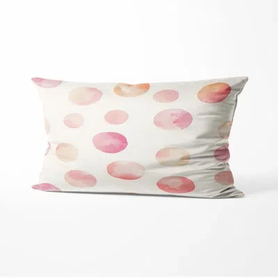 Design Art French Country Throw Pillow - Geometric Shapes Circle Breeze Rose Beige Printed Cushion