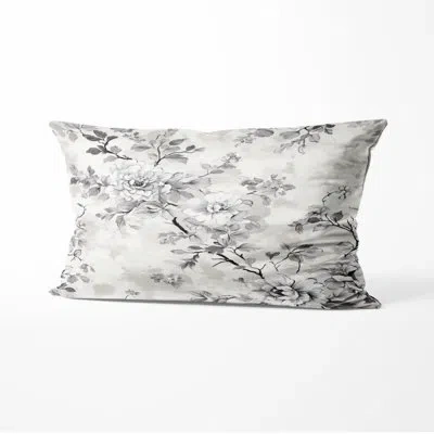 Design Art French Country Throw Pillow - Grey Vintage Toile Printed Cushion In Beige;grey