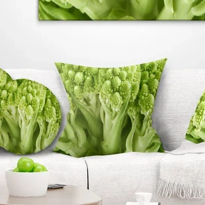Design Art Fresh Green Romanesco Florets - Floral Printed Throw Pillow
