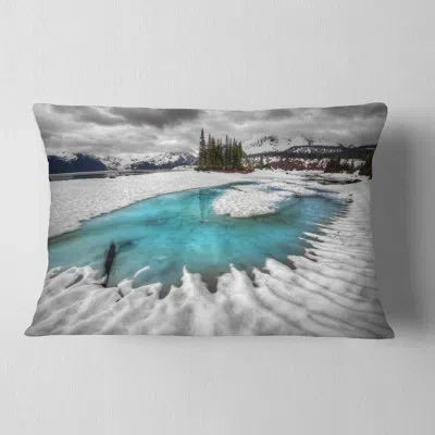 Design Art Frosted Crystal Clear Lake - Landscape Printed Pillow