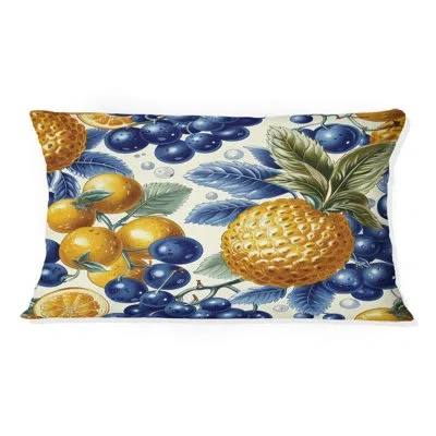 Design Art Fruits Pattern  - Fruits Pattern  Lumbar Pillow In Blue;orange