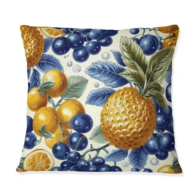 Design Art Fruits Pattern  - Fruits Pattern  Throw Pillow In Blue;orange