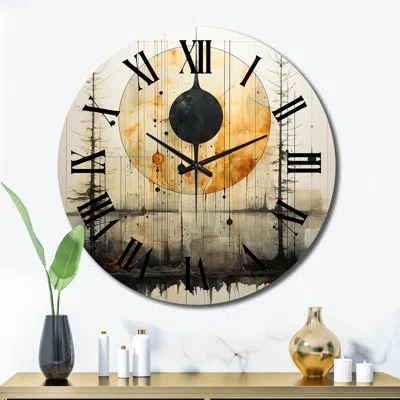 Design Art Full Moon Revelations Vintage Illustration Metal Wall Clock In Gold