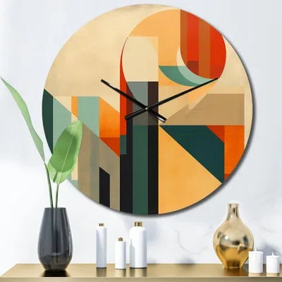 Design Art Full Moon Symphony Midcentury Abstract I Metal Wall Clock In Blue