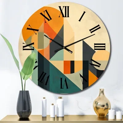Design Art Full Moon Symphony Midcentury Abstract Wall Clock In Yellow