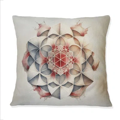 Design Art Fundamental Patterns Sacred Geometry Iii - Abstract Geometric Printed Throw Pillow In Blue;beige