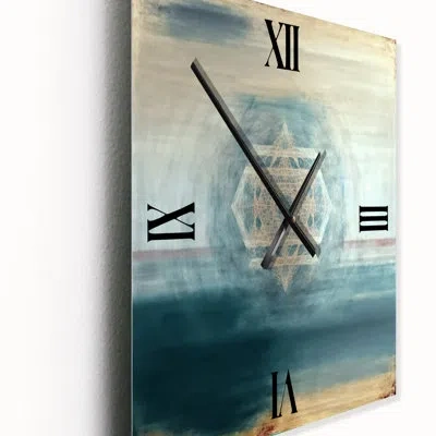 Design Art Fundamental Patterns Sacred Geometry Vi Wall Clock In Blue;beige