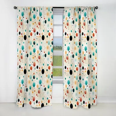 Design Art Funky Blue And Orange Retro Dots - Abstract Curtain - Blackout Geometric Curtain - 1 Panels In Blue;orange