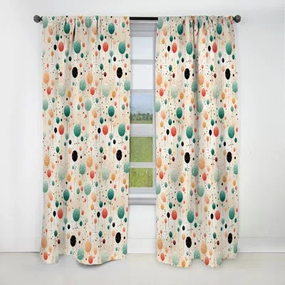 Design Art Funky Blue And Orange Retro Dots I - Abstract Curtain - Blackout Geometric Curtain - 1 Panels In Blue;orange