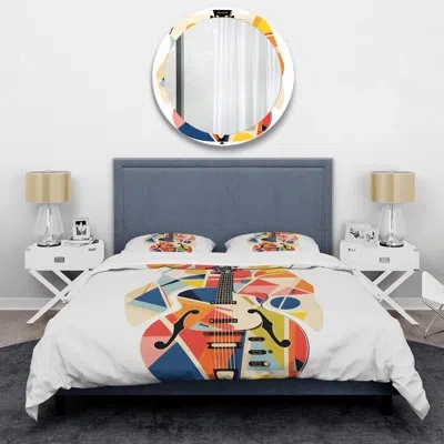 Design Art Funky Guitar Muse - Fruits Duvet Cover Set In Blue;orange