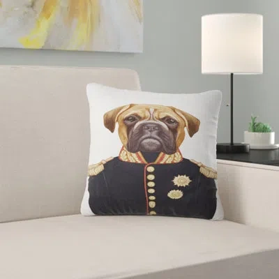 Design Art Funny Boxer Dog In Military Uniform - Animal Printed Pillow In Black;brown