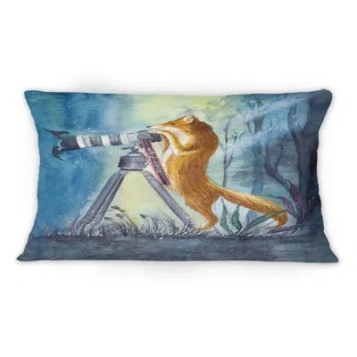 Design Art Funny Fox With A Big Camera In The Woods - Traditional Printed Throw Pillow 1
