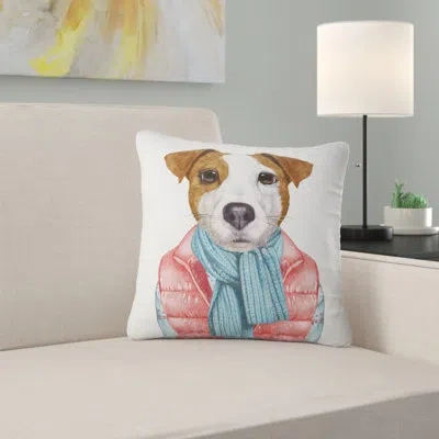 Design Art Funny Jack Russell In Formal Suit - Animal Printed Pillow In Blue;white