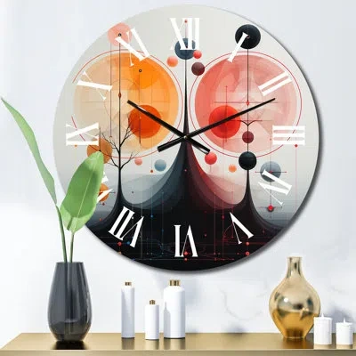Design Art Future Mountains Abstract Minimalism Retro I Wall Clock In Black;white;pink