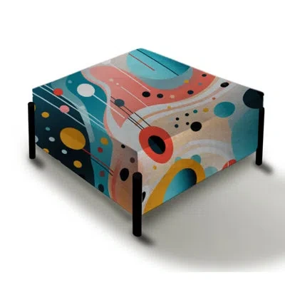 Design Art Futurist Polka Nexus - Polka Dots Large Square Ottoman In Blue