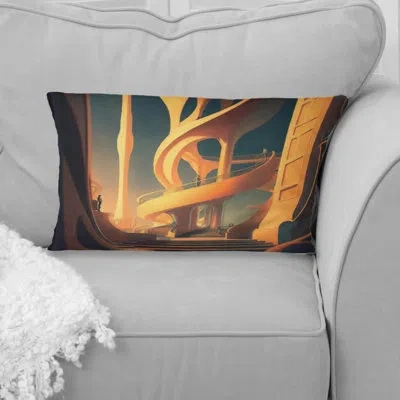 Design Art Futuristic Designs Ii - Monuments Printed Throw Pillow In White;cream