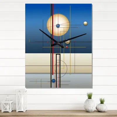 Design Art Futuristic Minimalism Full Moon Awareness - Modern Geometric Wall Clock In Blue