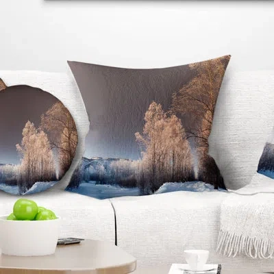 Design Art Futuristic Winter Sky - Landscape Printed Pillow