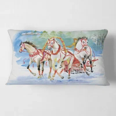 Design Art Galoping Horses With Carriage In The Snow Rectangular Pillow Cover & Insert