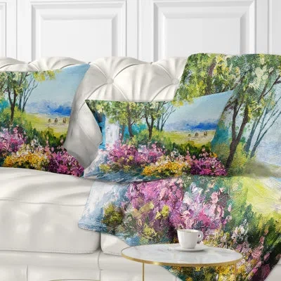 Design Art Garden Near The House - Landscape Printed Throw Pillow