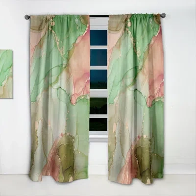 Design Art Geen Luxury Abstract Fluid Art - Modern Velvet Curtain - Room Darkening - 1 Panel