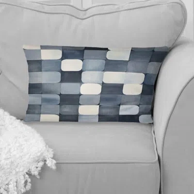 Design Art Gentle Indigo Secrets Circular Retro Watercolor - Abstract Geometric Printed Throw Pillow In Black;white