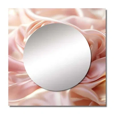 Design Art Gentle Pink Smooth Fabric Wave - Abstract Liquid Ink Large Square Mirror For Wall Art Decor