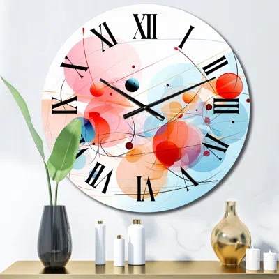 Design Art Geometric Circlular Minimalism - Modern Geometric Wall Clock In Multi-color