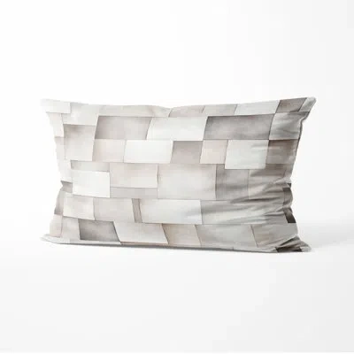 Design Art Geometric Decorative Throw Pillow - Grey Gentle Blocks Printed Cushion