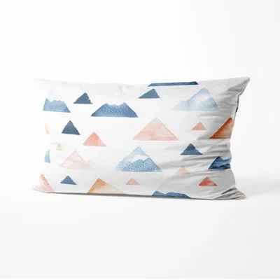 Design Art Geometric Decorative Throw Pillow - Modern Mini Mountains Printed Cushion In Blue;white
