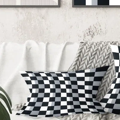 Design Art Geometric Monochrome Pattern I - Mid-century Modern Printed Throw Pillow