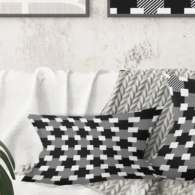 Design Art Geometric Monochrome Pattern Ii - Mid-century Modern Printed Throw Pillow